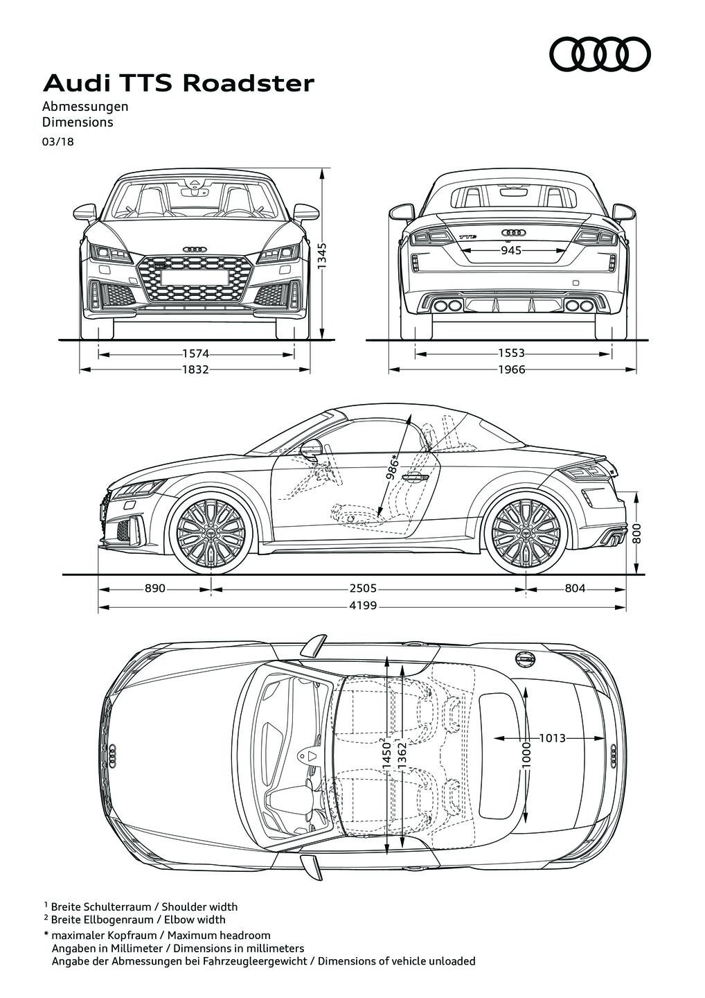Abmessungen TTS Roadster