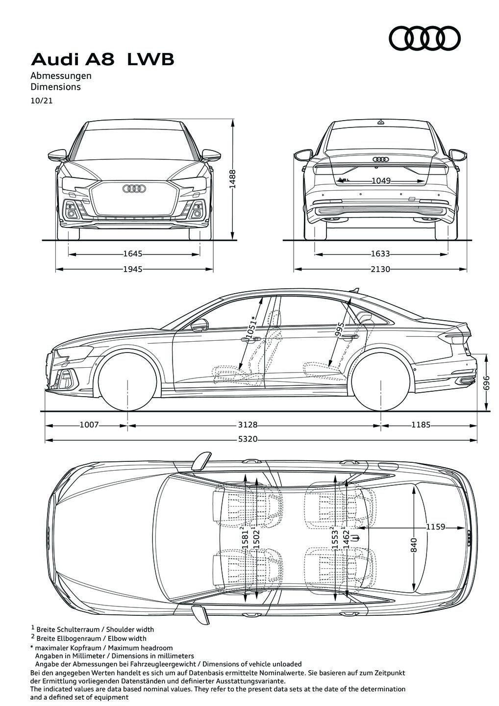 Abmessungen A8 L
