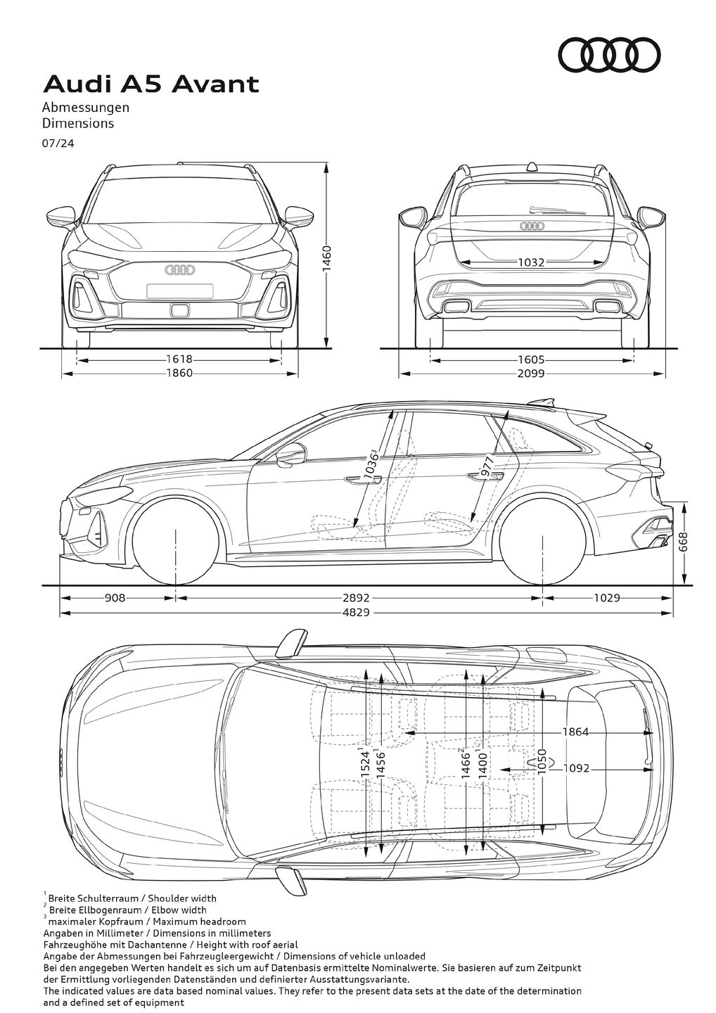 Dimensions Audi A5 Avant