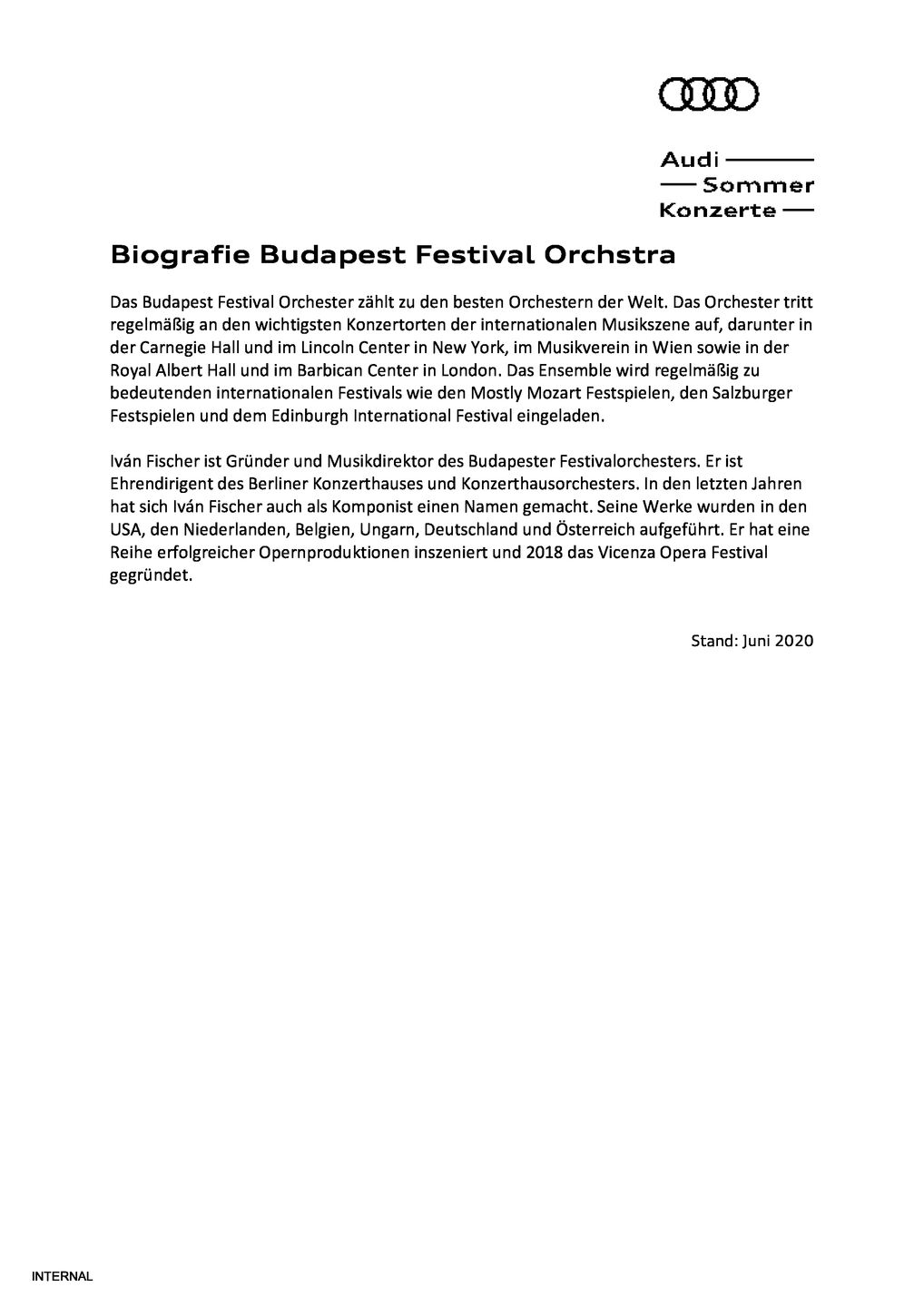 Biografie Budapest Festival Orchstra