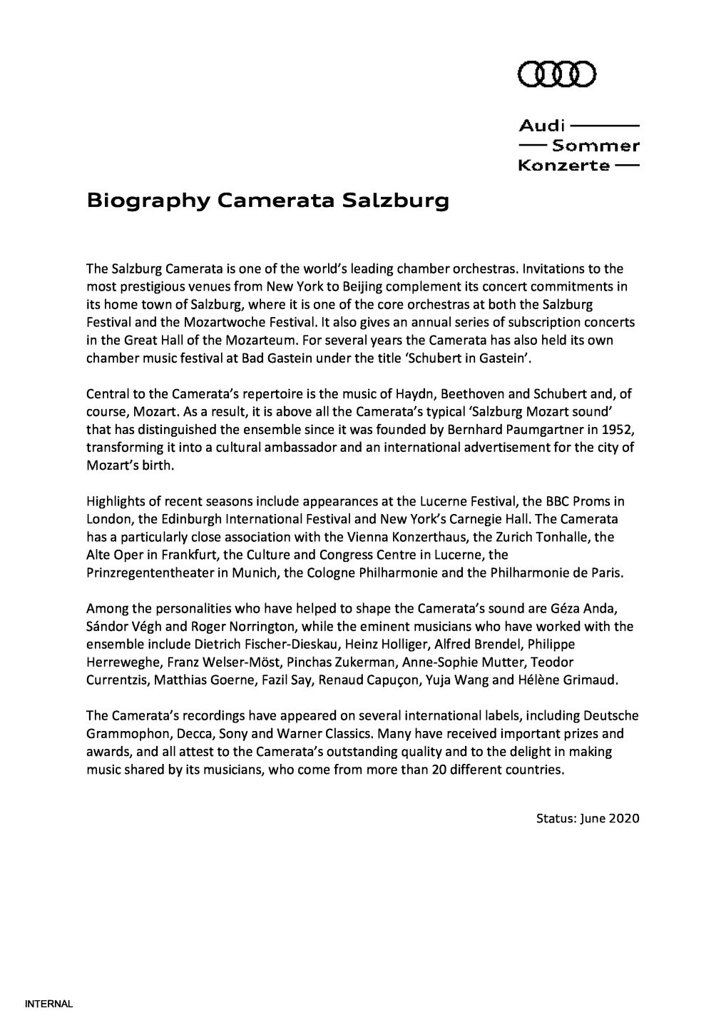 Biography Camerata Salzburg