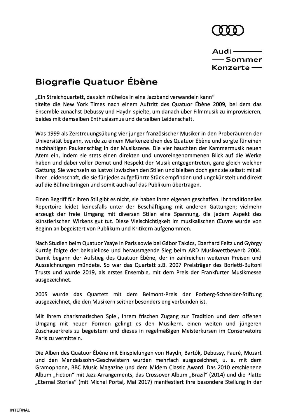 Biografie Quatuor Ébène