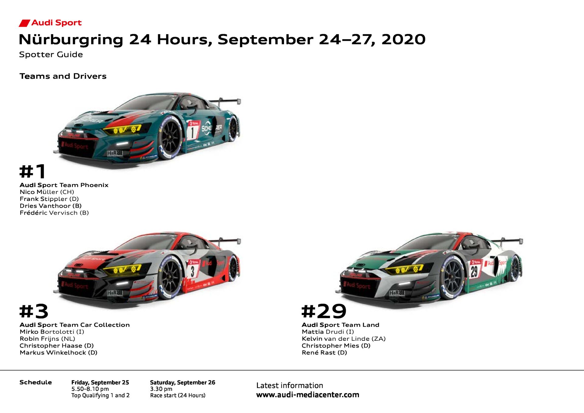 Audi Sport Team Car Collection #3 Audi Nürburgring 24 Hours 2020 poster -  GT REPORT