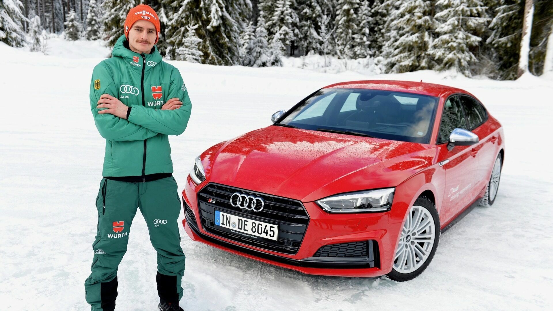 Deutsche Skispringer erleben Audi driving experience