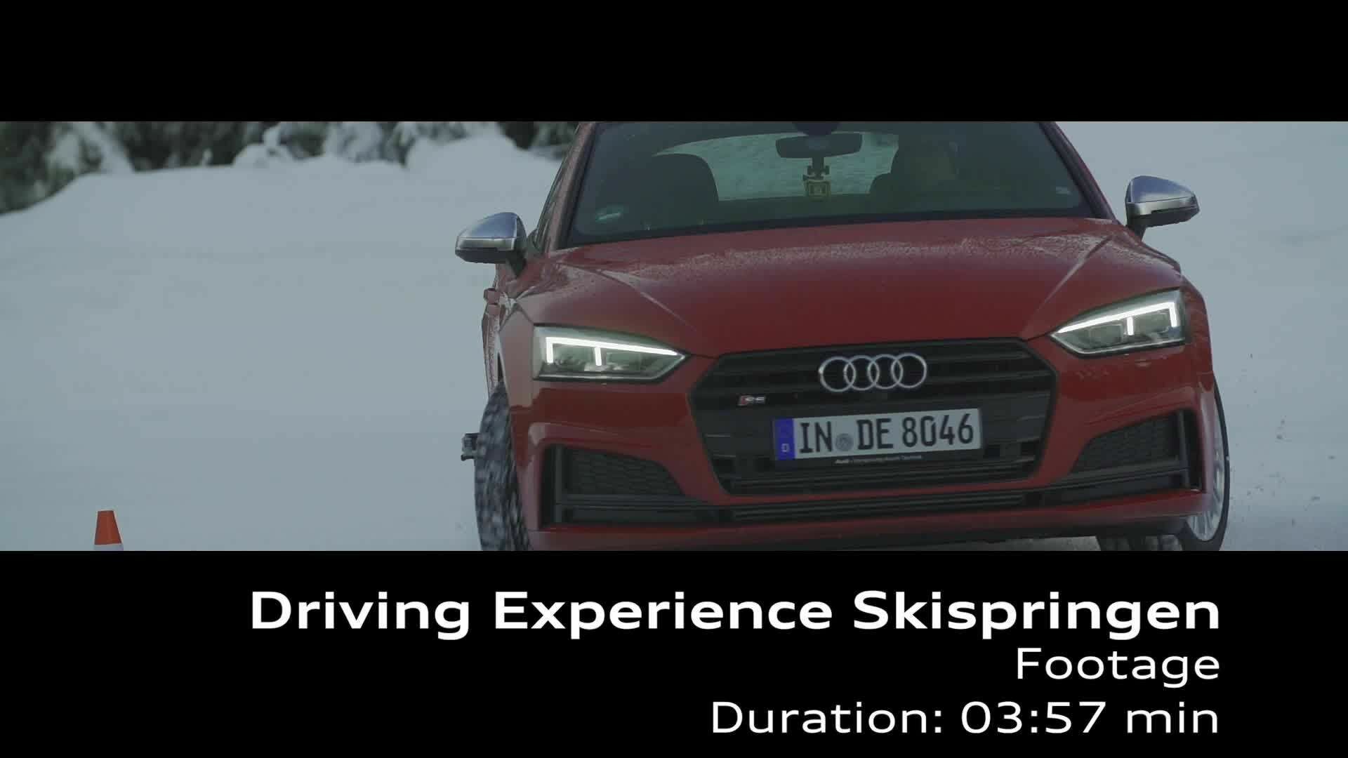 Ski athletes at Audi driving experience Footage
