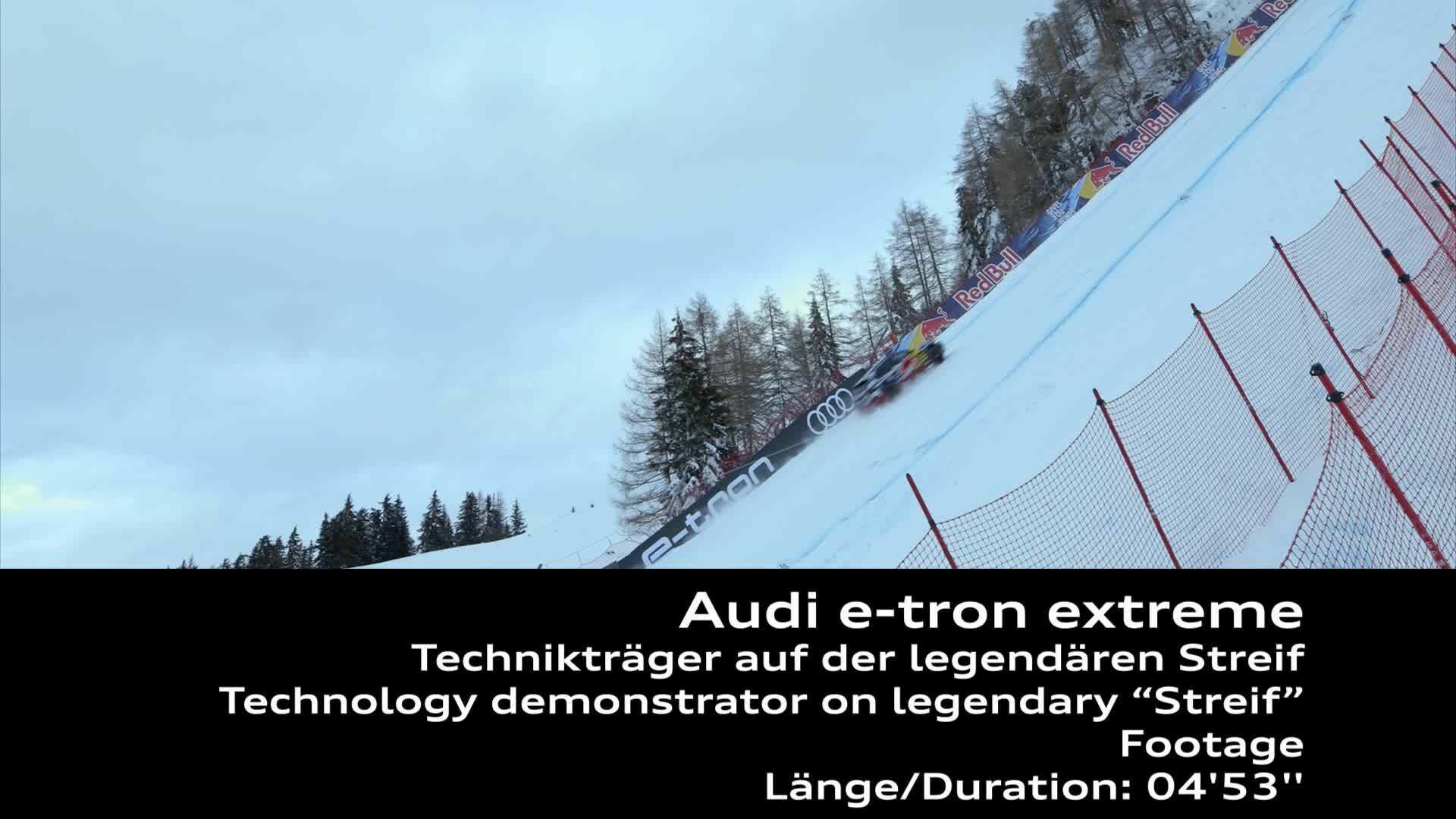 The Audi e-tron technology demonstrator on the legendary Streif (Footage)