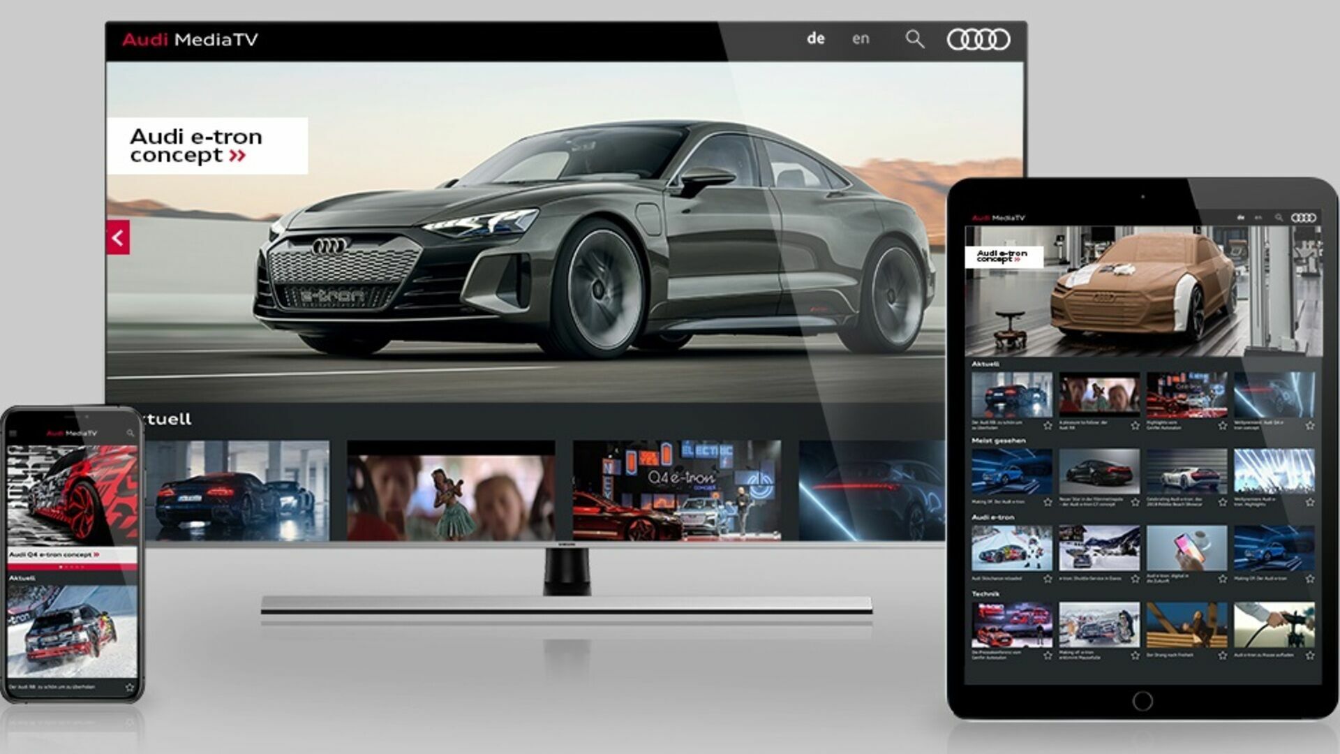 Neue Audi MediaTV Apps: Vier Ringe auf dem Big Screen