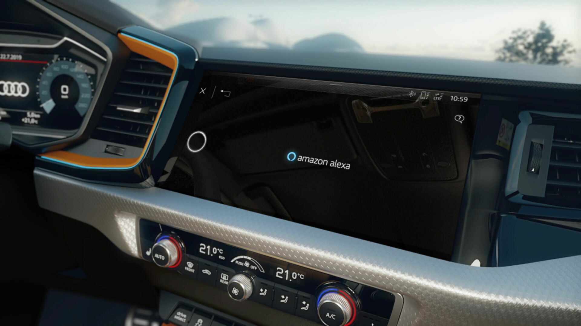 Animation Audi A1 citycarver Fahrerassistenzsysteme und Alexa 2019 DE