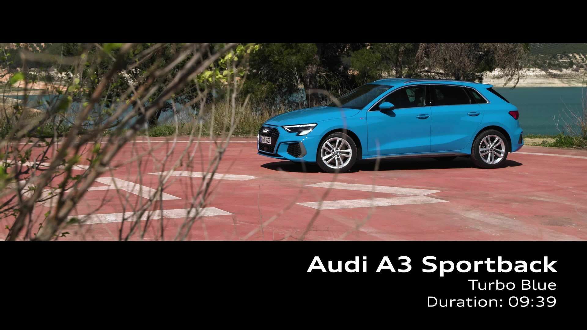 Audi A3 Sportback on location - turbo blue (Footage)