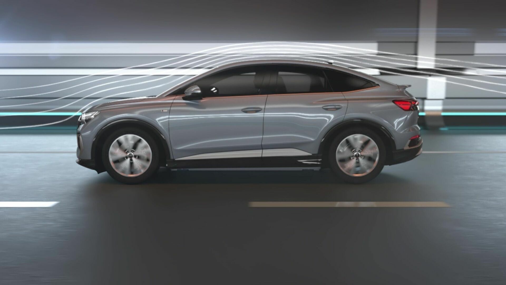Animation: Aerodynamics of the Audi Q4 Sportback e-tron