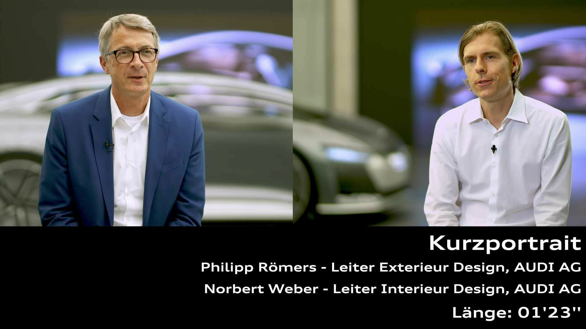 Footage: Philipp Römers und Norbert Weber über ihre Tätigkeiten als Designer bei der AUDI AG