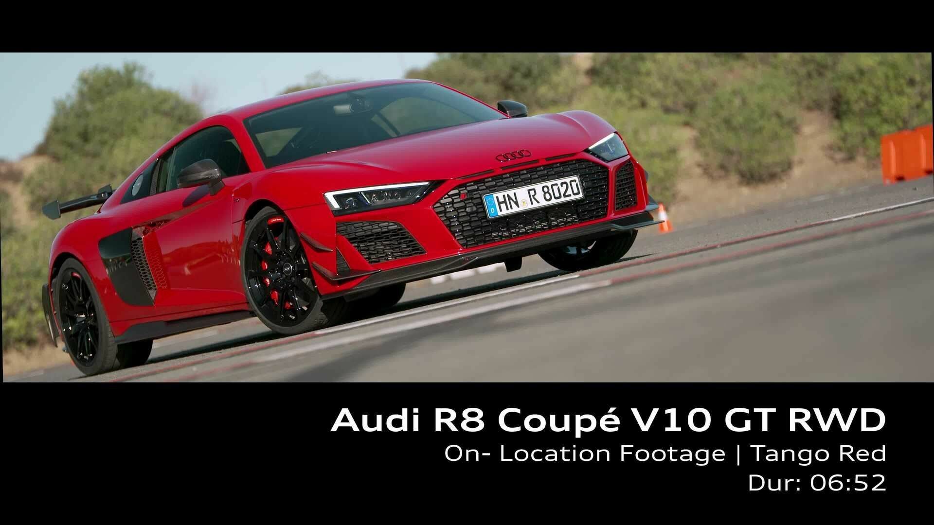 Footage: Audi R8 Coupé V10 GT RWD Tangorot
