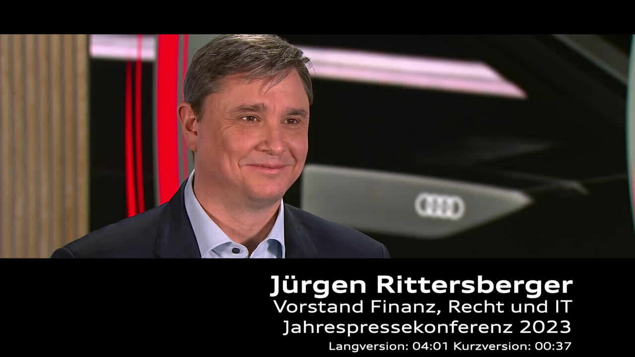 Footage: Statement von Jürgen Rittersberger zur Audi Jahrespressekonferenz 2023 – DE