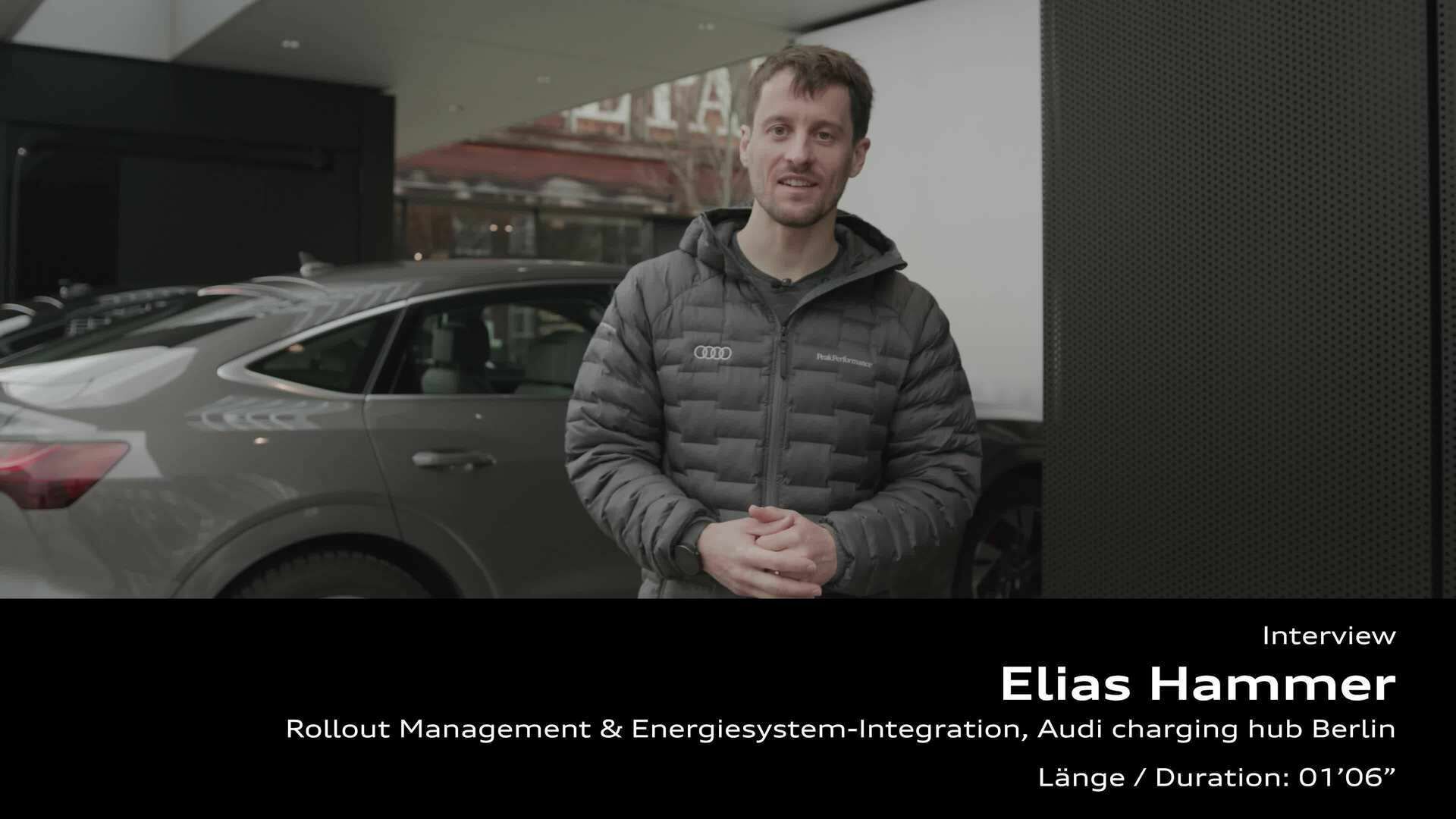 Footage: Statement von  Elias Hammer zum Audi charging hub Berlin