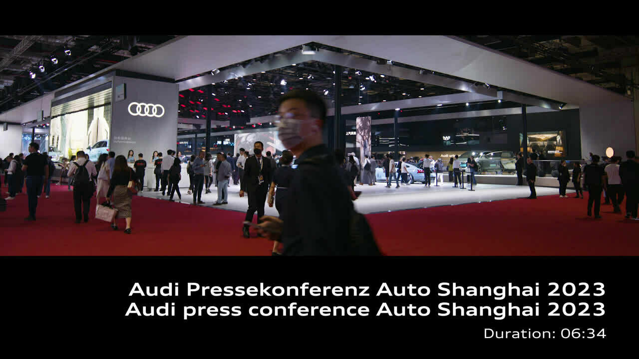 Footage: Audi Pressekonferenz Auto Shanghai 2023 - Messefootage
