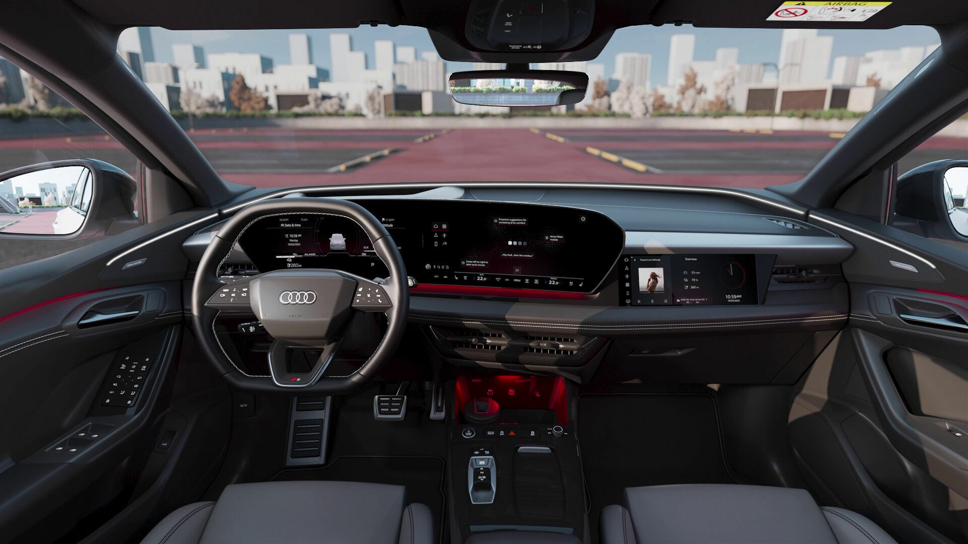 Audi Q6 e-tron Prototyp – Interieur-Bedienkonzept und Betriebssystem – Animation