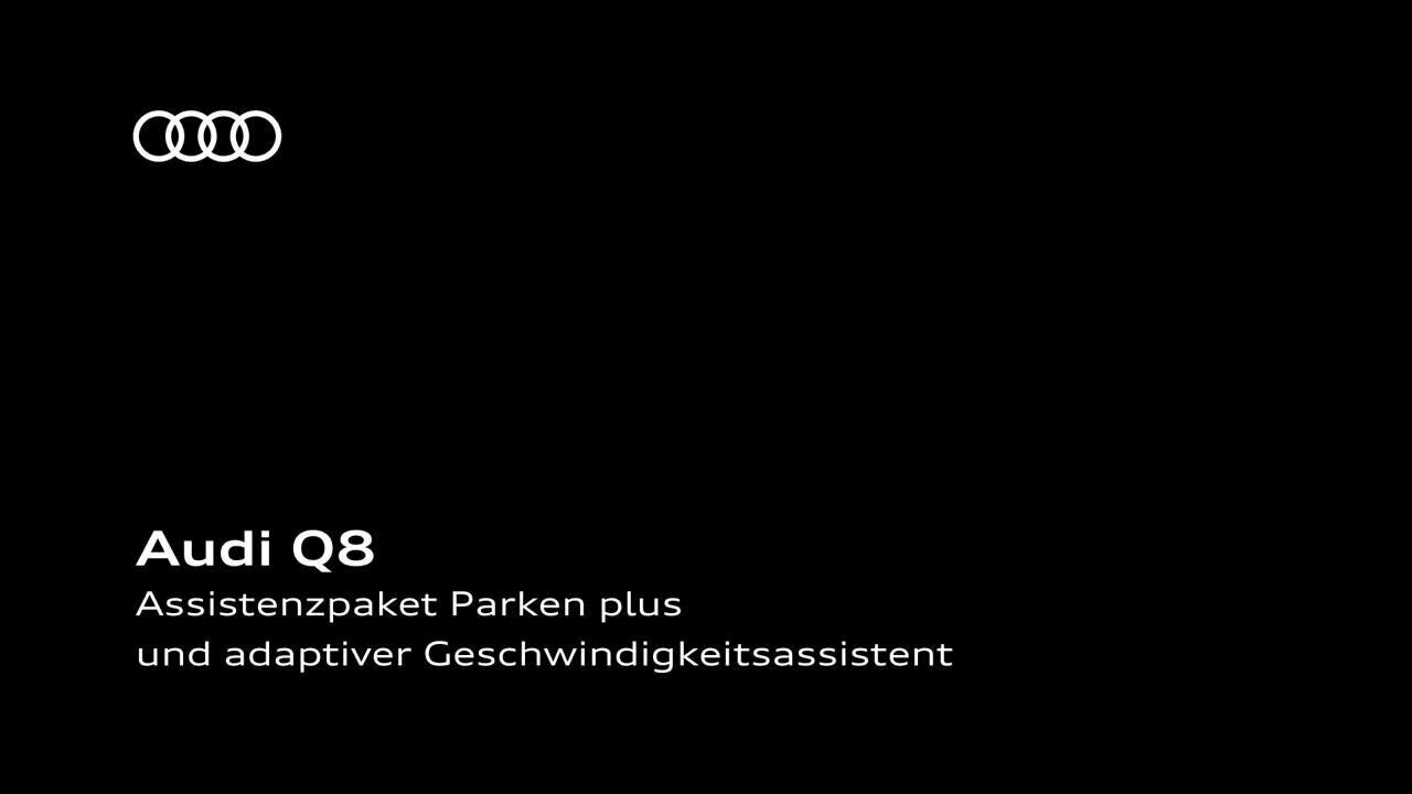 Animation: Audi Q8 – Assistenzpaket Parken plus und adaptiver Geschwindigkeitsassistent – DE