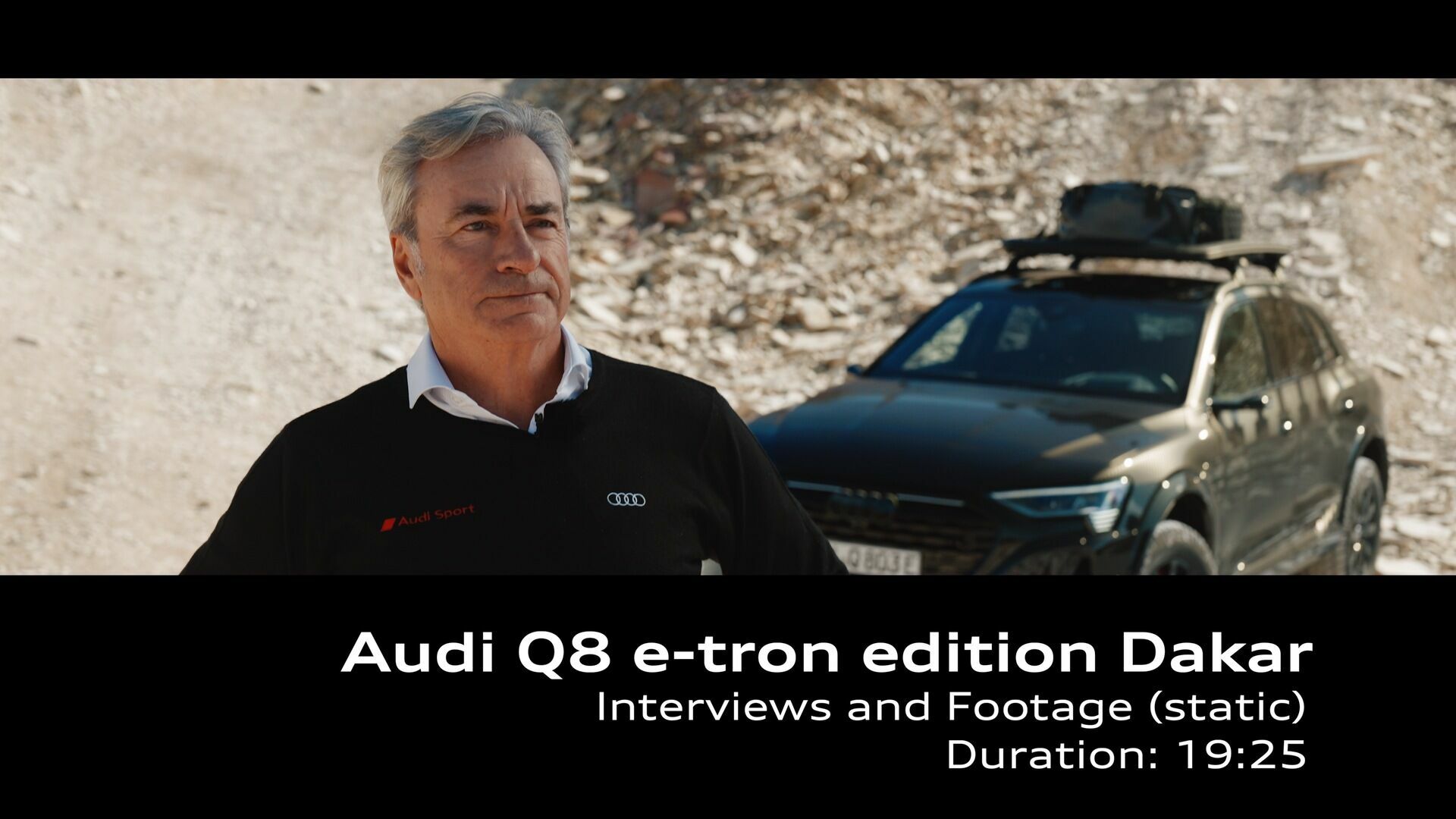 Statements from Carlos Sainz and Fermín Soneira Santos on the Audi Q8 e-tron edition Dakar – Footage