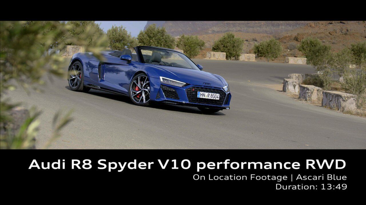 Audi R8 Spyder performance RWD Ascari blue – Footage (on location)